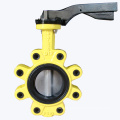 Yellow Coloured Lug Type Handle Butterfly Valve